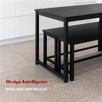 SET TAVOLO CON 2 PANCHE IN LEGNO120X60X74 CM NERO