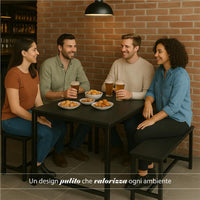 SET TAVOLO CON 2 PANCHE IN LEGNO120X60X74 CM NERO