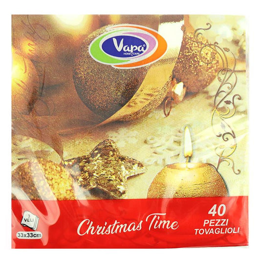 TOVAGLIOLI DI CARTA NATALE ORO 40PZ 33X33 CM