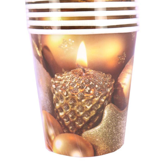 BICCHIERI DI CARTA DI NATALE COLORE BIANCO/DORATO MOTIVO NATALIZIO 200PZ 200CC