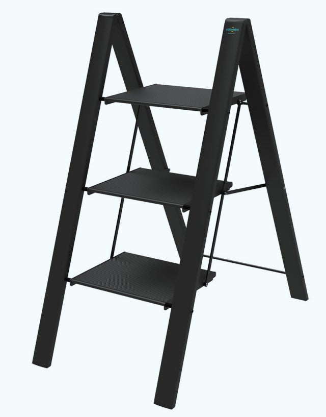 Scala sgabello a 3 gradini in Alluminio nero salvaspazione LEONARDO 3 COLOMBO