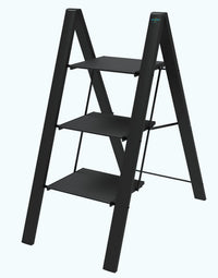 Scala sgabello a 3 gradini in Alluminio nero salvaspazione LEONARDO 3 COLOMBO