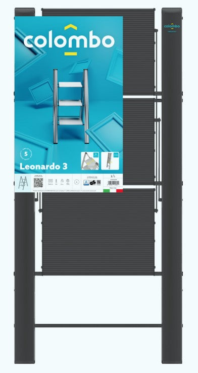 Scala sgabello a 3 gradini in Alluminio nero salvaspazione LEONARDO 3 COLOMBO