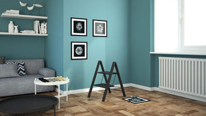 Scala Sgabello a 2 gradini salvaspazio in alluminio NERO mod. LEONARDO 2 COLOMBO