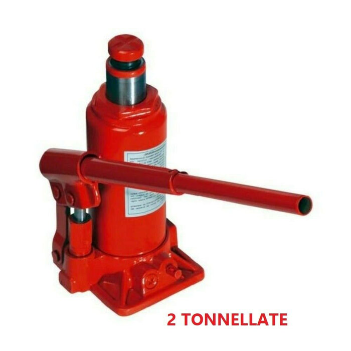 CRICK IDRAULICO PORTATA 2T TONNELLATE CRIC A BOTTIGLIA SOLLEVATORE AUTO MACCHINA