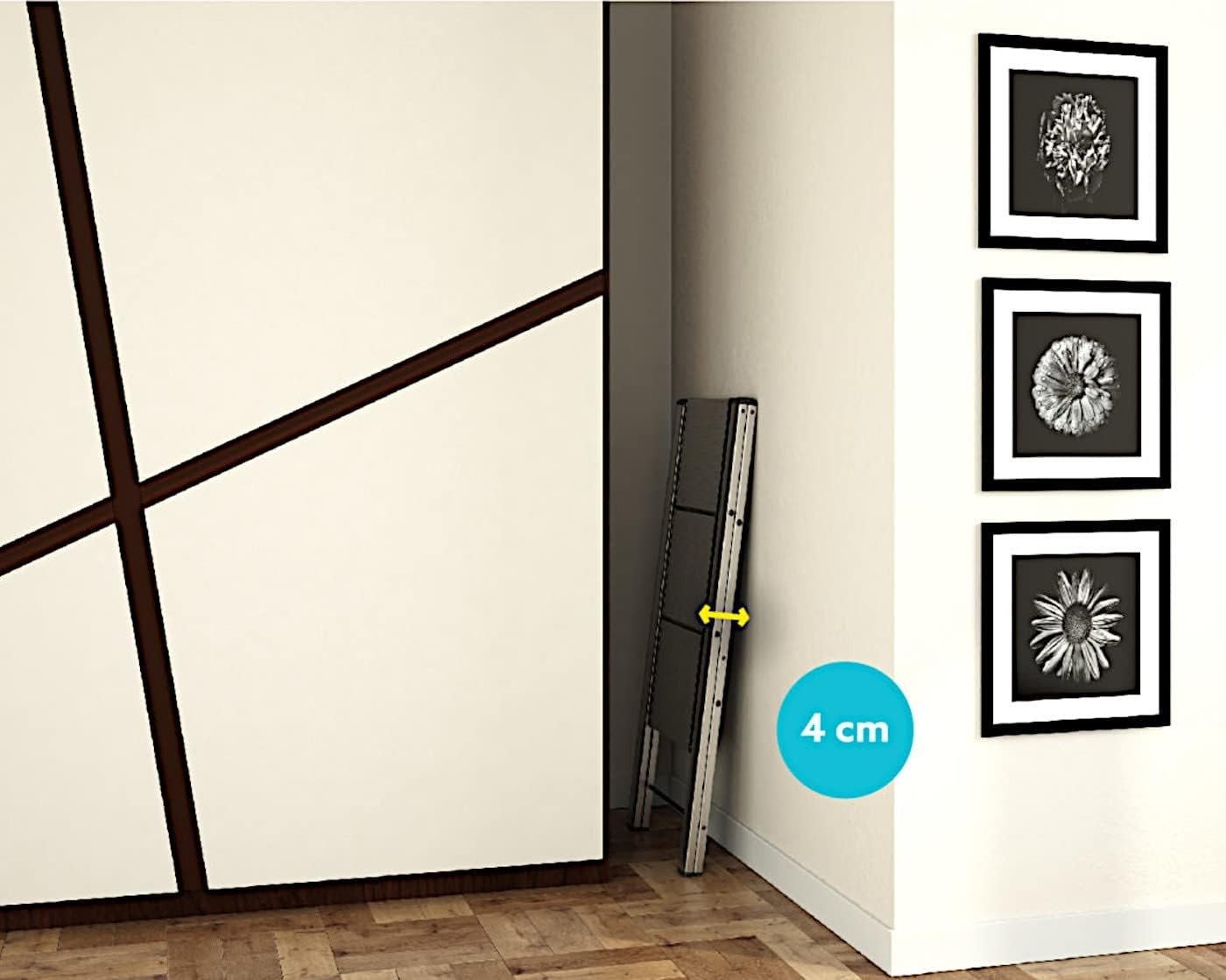 Scala Sgabello a 2 gradini salvaspazio in alluminio NERO mod. LEONARDO 2 COLOMBO