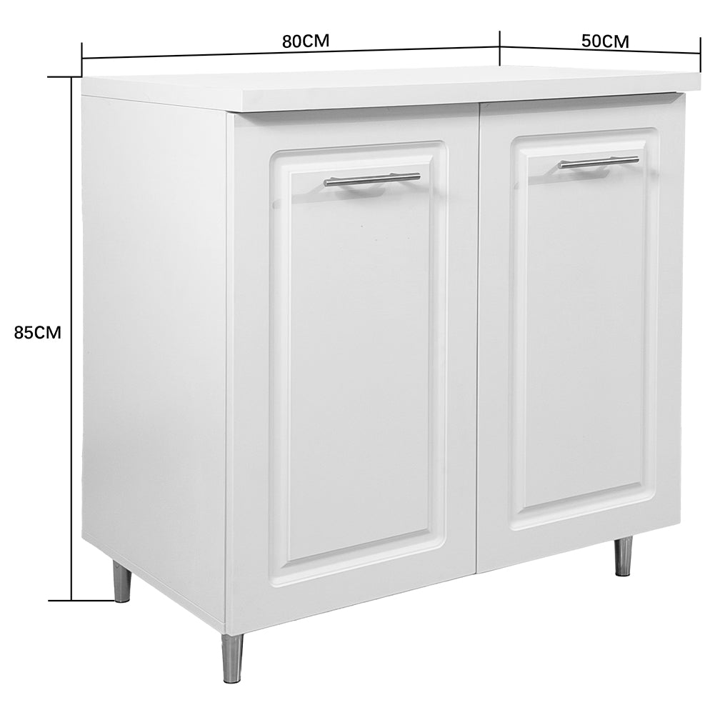 Mobile Base per Cucina Componibile in Legno Boiserie Bianco 2 Ante 2 Scomparti