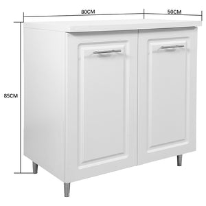 Mobile Base per Cucina Componibile in Legno Boiserie Bianco 2 Ante 2 Scomparti