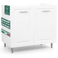 Mobile Sottolavello Cucina Componibile Mobiletto Legno Boiserie Bianco 2 Ante