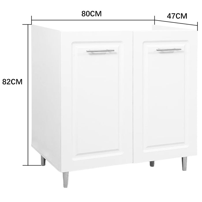 Mobile Sottolavello Cucina Componibile Mobiletto Legno Boiserie Bianco 2 Ante