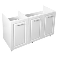 Mobile Sottolavello Cucina Componibile in Legno Boiserie Colore Bianco 3 Ante