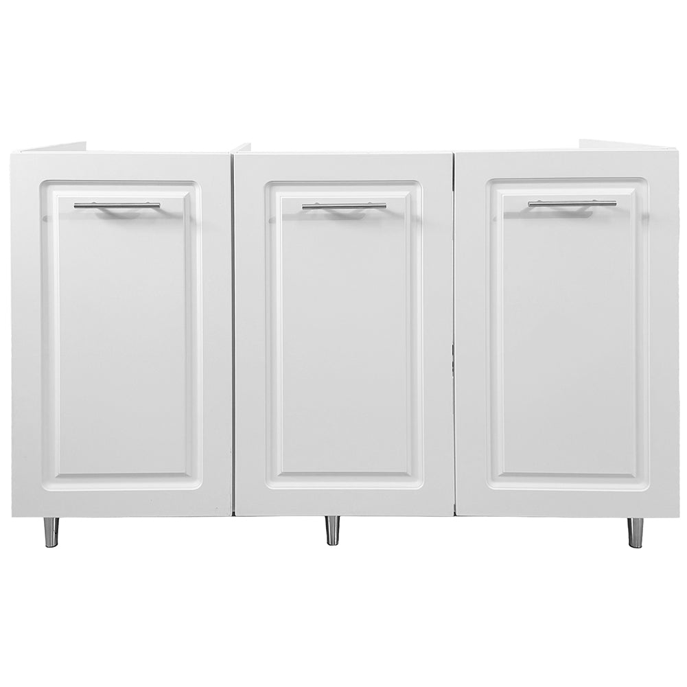 Mobile Sottolavello Cucina Componibile in Legno Boiserie Colore Bianco 3 Ante