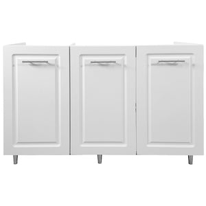 Mobile Sottolavello Cucina Componibile in Legno Boiserie Colore Bianco 3 Ante