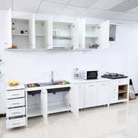 Pensile da Cucina Armadio Sospeso da Parete in Legno Design Boiserie Bianco