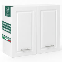 Pensile da Cucina Armadio Sospeso da Parete Doppia Anta Boiserie Colore Bianco