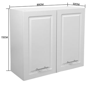 Pensile da Cucina Armadio Sospeso da Parete Doppia Anta Boiserie Colore Bianco