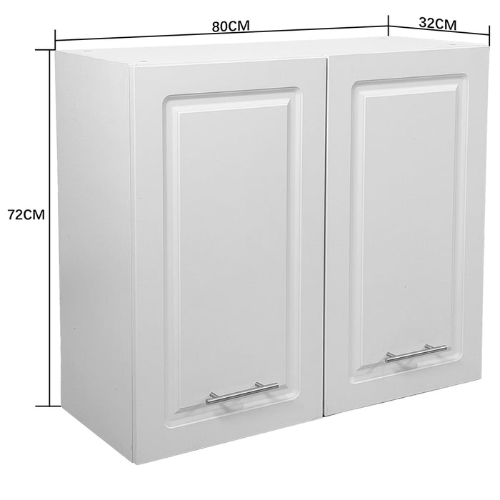 Pensile da Cucina Armadio Sospeso da Parete Doppia Anta Boiserie Colore Bianco