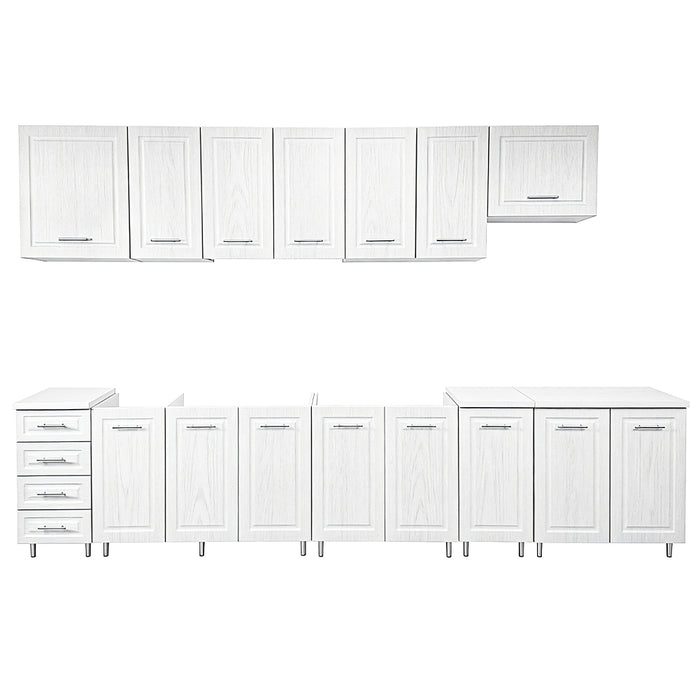 Mobile Base Cucina Componibile Boiserie Bianco Frassinato con 1 Anta 2 Scomparti