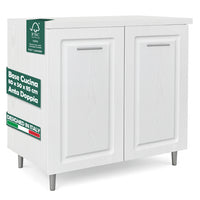 Mobile Base per Cucina Componibile Legno Boiserie Bianco Frassinato con 2 Ante
