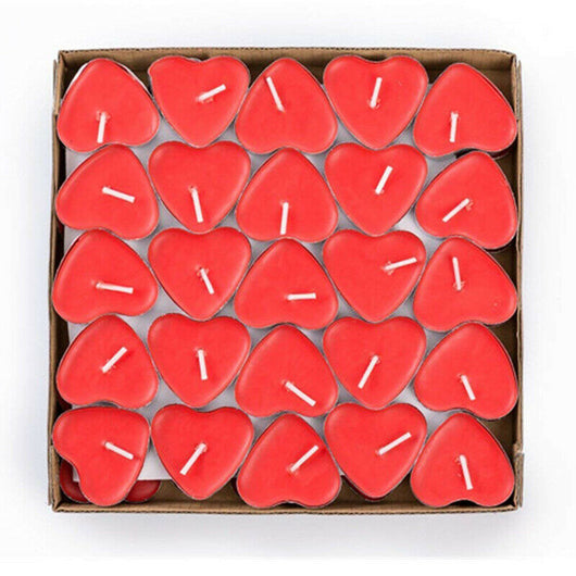 CANDELE A FORMA DI CUORE SET 50PZ 4x3x3.5 SENZA FUMO CANDELE ROMANTICHE FESTA