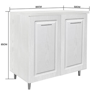 Mobile Base per Cucina Componibile Legno Boiserie Bianco Frassinato con 2 Ante