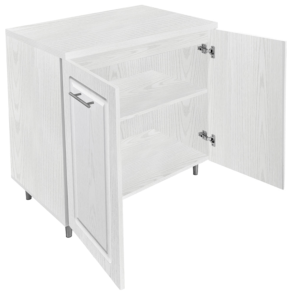 Mobile Base per Cucina Componibile Legno Boiserie Bianco Frassinato con 2 Ante