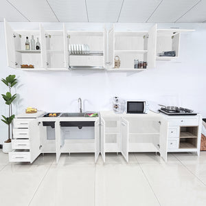 Mobile Base per Cucina Componibile Legno Boiserie Bianco Frassinato con 2 Ante
