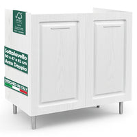 Mobile Sottolavello Cucina Componibile Legno Boiserie Bianco Frassinato 2 Ante