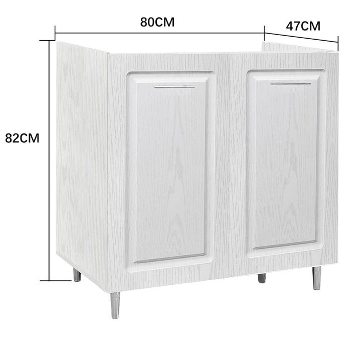 Mobile Sottolavello Cucina Componibile Legno Boiserie Bianco Frassinato 2 Ante