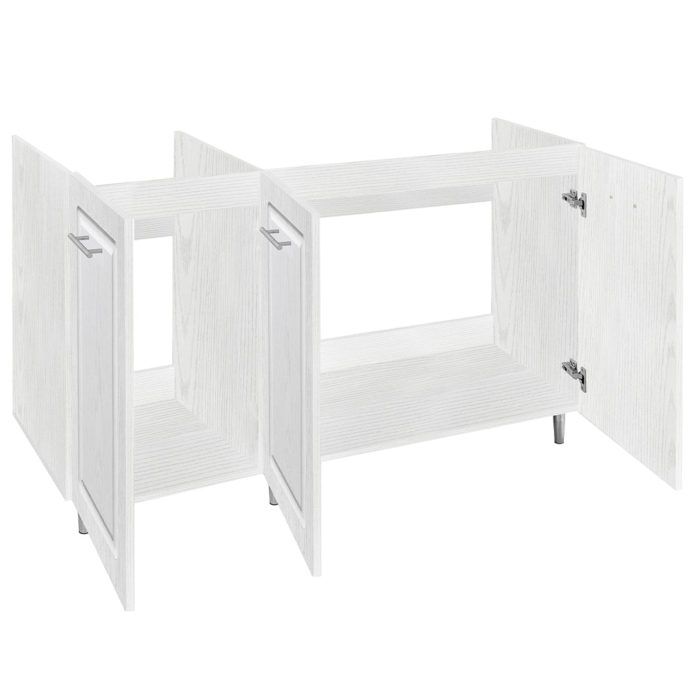 Mobile Sottolavello Cucina Componibile in Legno Boiserie Bianco Frassinato 3 Ante