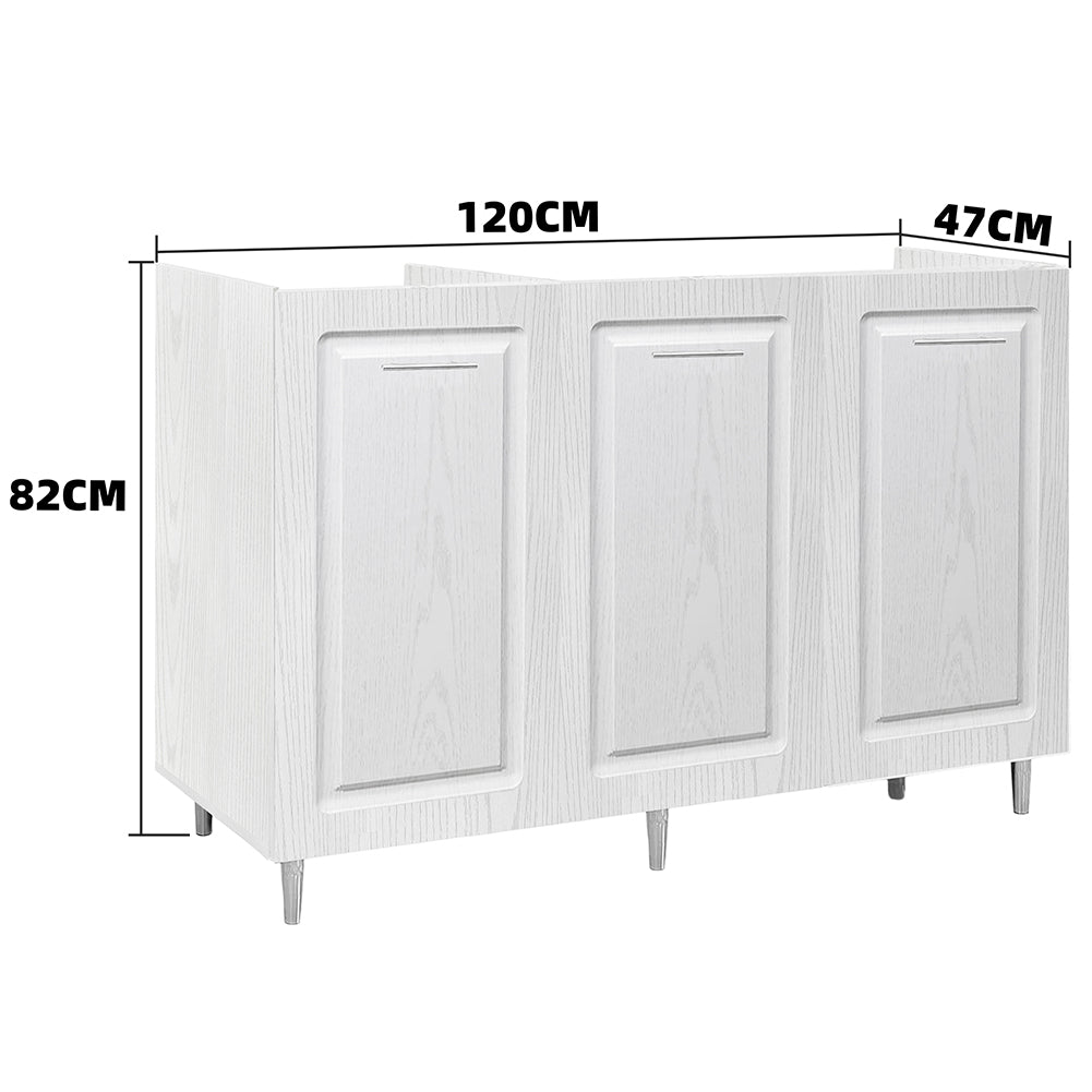 Mobile Sottolavello Cucina Componibile in Legno Boiserie Bianco Frassinato 3 Ante