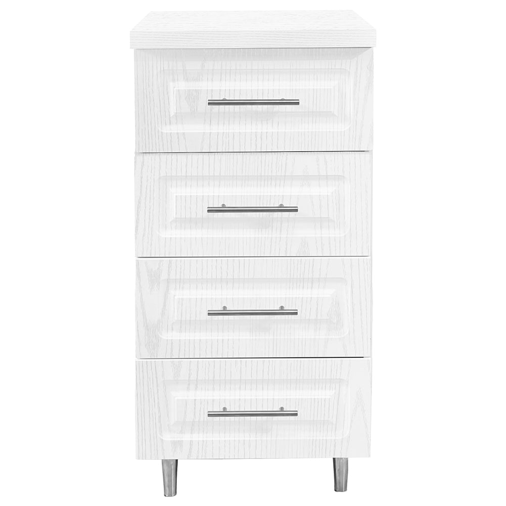 Cassettiera per Cucina Mobile Design Boiserie 4 Cassetti Legno Bianco Frassinato