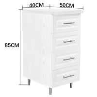 Cassettiera per Cucina Mobile Design Boiserie 4 Cassetti Legno Bianco Frassinato