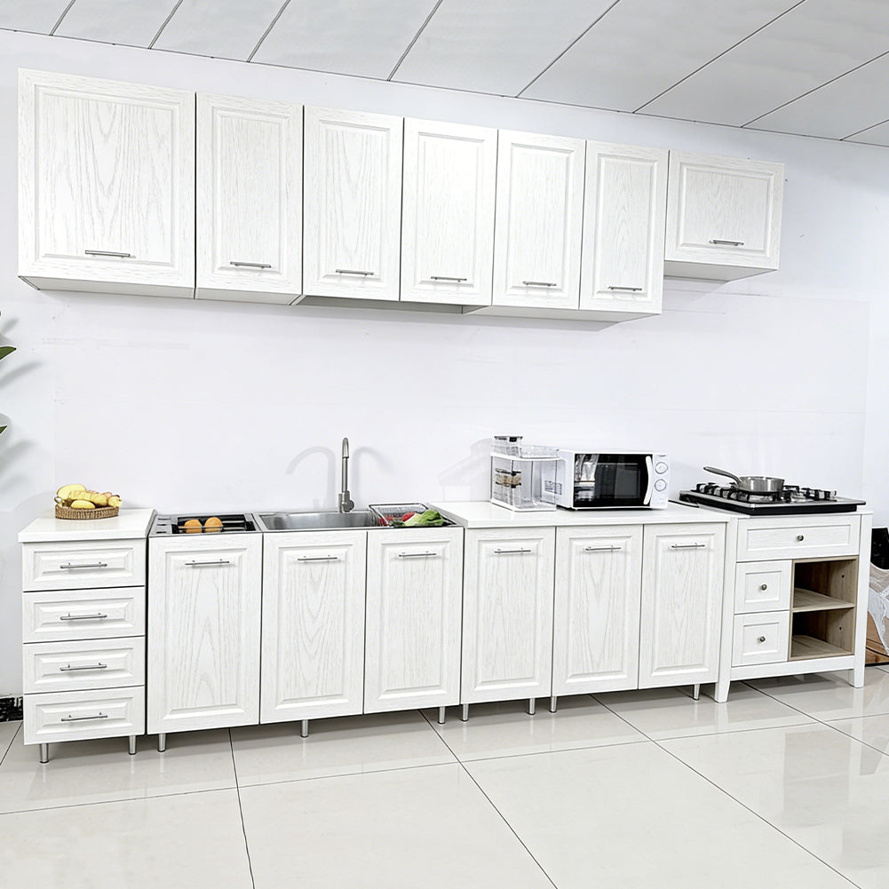 Cassettiera per Cucina Mobile Design Boiserie 4 Cassetti Legno Bianco Frassinato