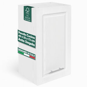 Pensile da Cucina Armadio Sospeso da Parete Design Boiserie Bianco Frassinato