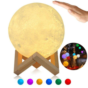 LAMPADA FORMA LUNA 3D LUCE USB RGB NOTTE BUIO TOUCH SENSORE COMODINO LUCE