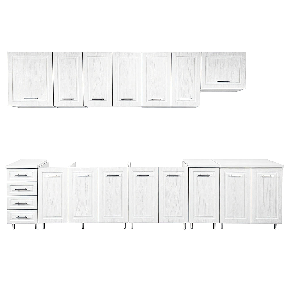 Pensile da Cucina Armadio Sospeso da Parete Design Boiserie Bianco Frassinato