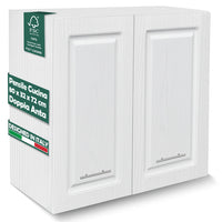 Pensile da Cucina Armadio Sospeso Parete Doppia Anta Boiserie Bianco Frassinato