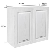 Pensile da Cucina Armadio Sospeso Parete Doppia Anta Boiserie Bianco Frassinato