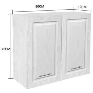 Pensile da Cucina Armadio Sospeso Parete Doppia Anta Boiserie Bianco Frassinato