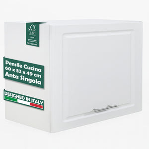 Pensile da Cucina Ribaltabile Muro Armadio Sospeso Legno Parete Boiserie Bianco