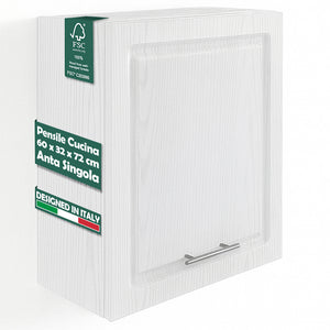Pensile da Cucina Armadio Sospeso Parete Anta Singola Boiserie Bianco Frassinato