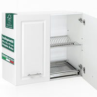 Pensile da Cucina Scolapiatti Sistema Raccogli Gocce Mobile Boiserie Bianco