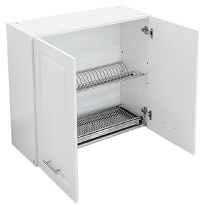 Pensile da Cucina Scolapiatti Sistema Raccogli Gocce Mobile Boiserie Bianco