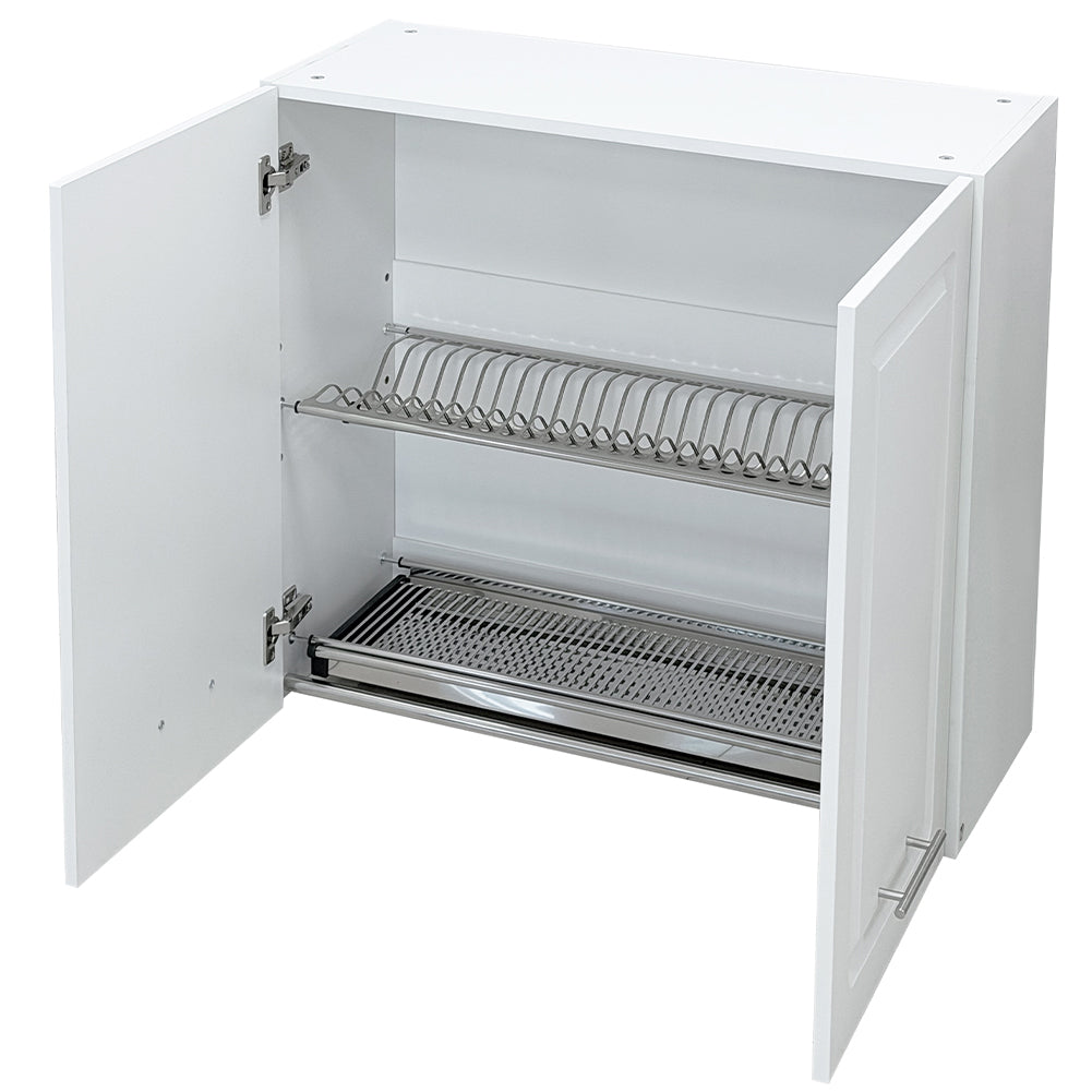 Pensile da Cucina Scolapiatti Sistema Raccogli Gocce Mobile Boiserie Bianco