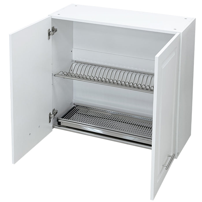 Pensile da Cucina Scolapiatti Sistema Raccogli Gocce Mobile Boiserie Bianco