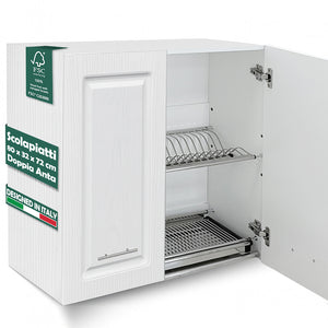 Pensile Cucina Scolapiatti con Raccogli Gocce Mobile Boiserie Bianco Frassianto