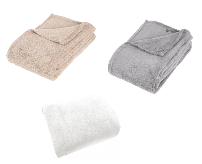 MORBIDA COPERTA PLAID IN PILE 130X160cm CALDA COPERTA INVERNO Colore: Bianco