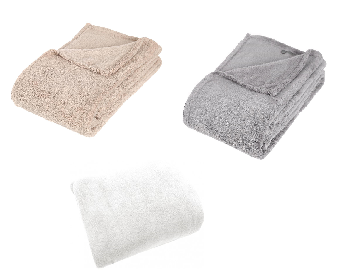 MORBIDA COPERTA PLAID IN PILE 130X160cm CALDA COPERTA INVERNO Colore: Beige