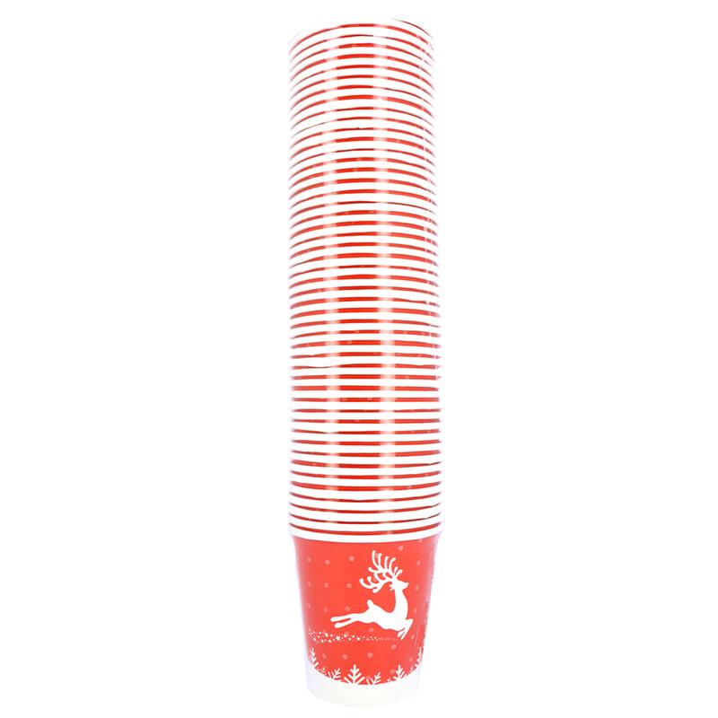 BICCHIERI DI CARTA DI NATALE ROSSO CON RENNA 200PZ 200CC